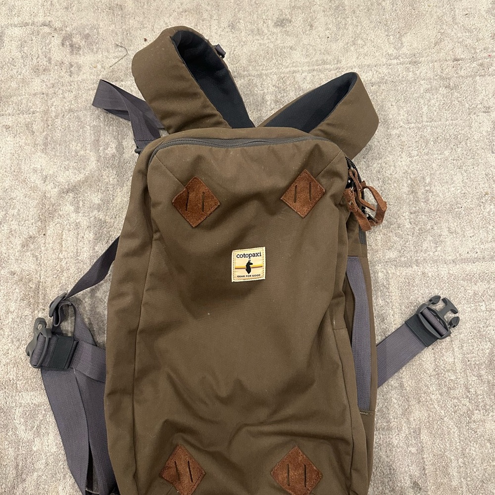 Cotopaxi Olive Backpack with Brown Accents